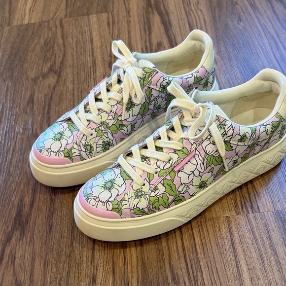 Tory Burch Ladybug Sneaker Pink and Green Floral Size: 11 - Picture 1 of 9